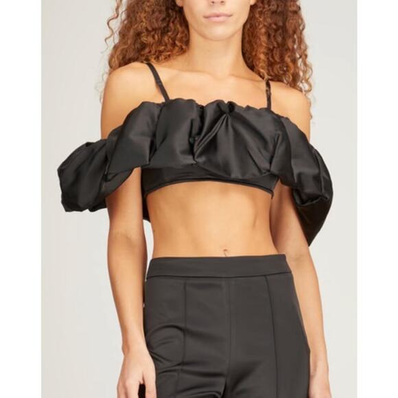 Jonathan Simkhai Black Leonora Off The Shoulder Top NWT Size 6 - Picture 1 of 10